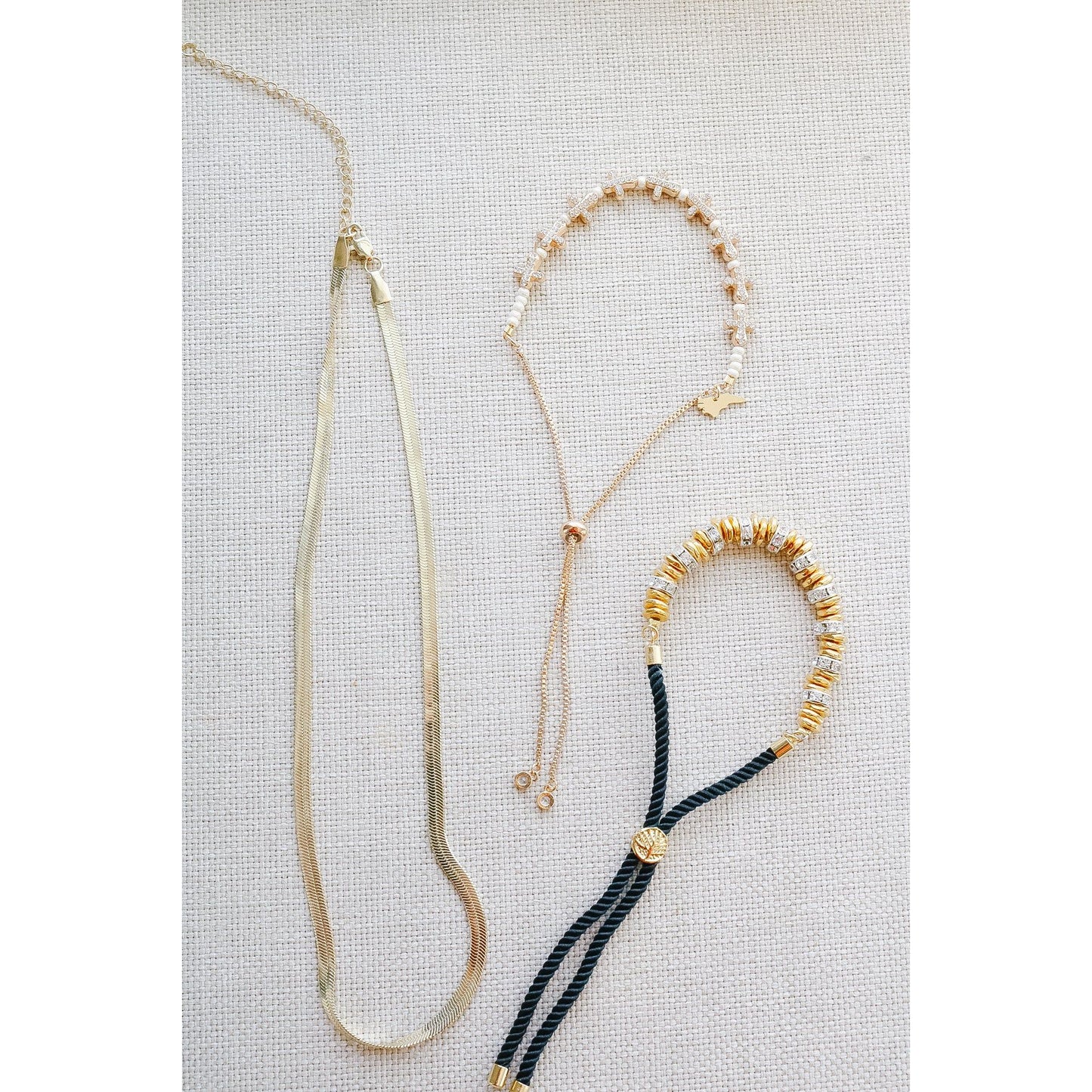 Gold Pave Cross Slider Bracelet
