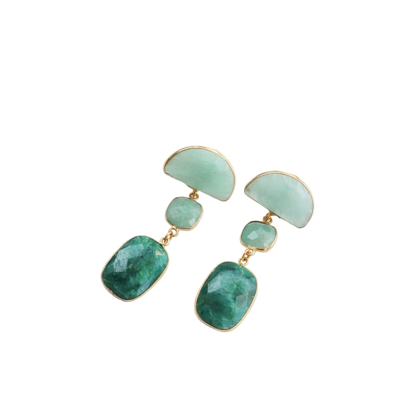 Amazonite + Emerald Earrings