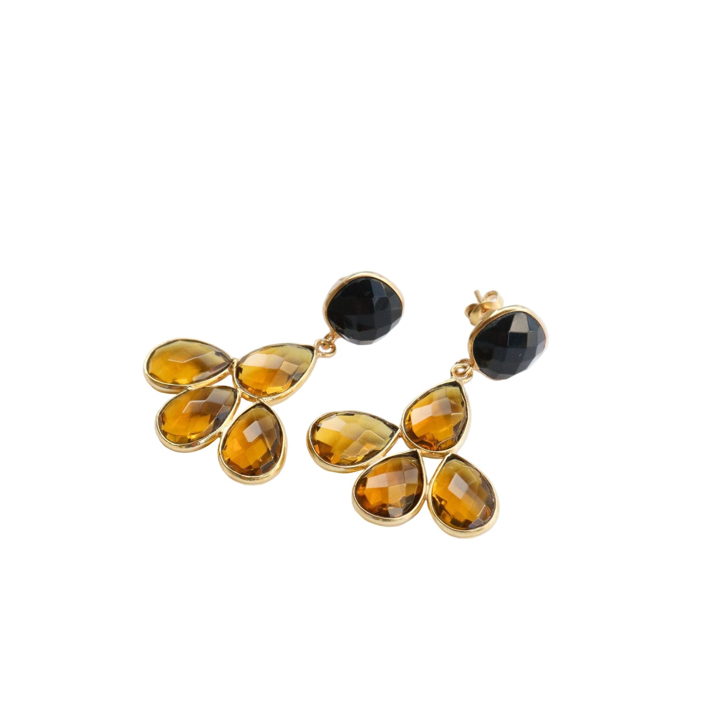 Black Onyx + Citrine Gem Earrings