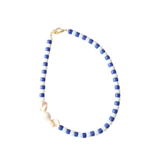 Blue & White Jersey Stripe Necklace