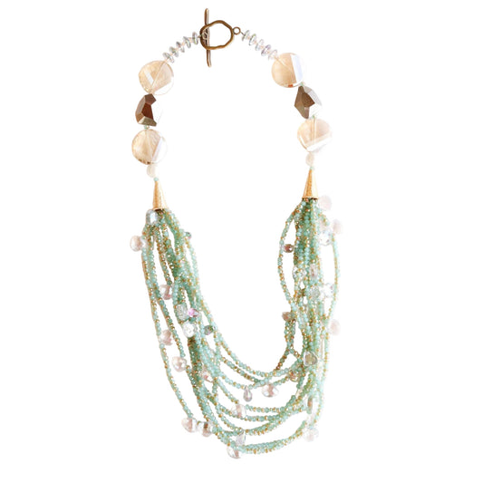 Crystal Multi Strand Necklace in Green