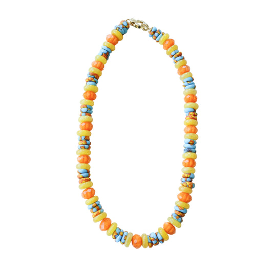 Fused Ghanaian Glass Chalcedony Necklace