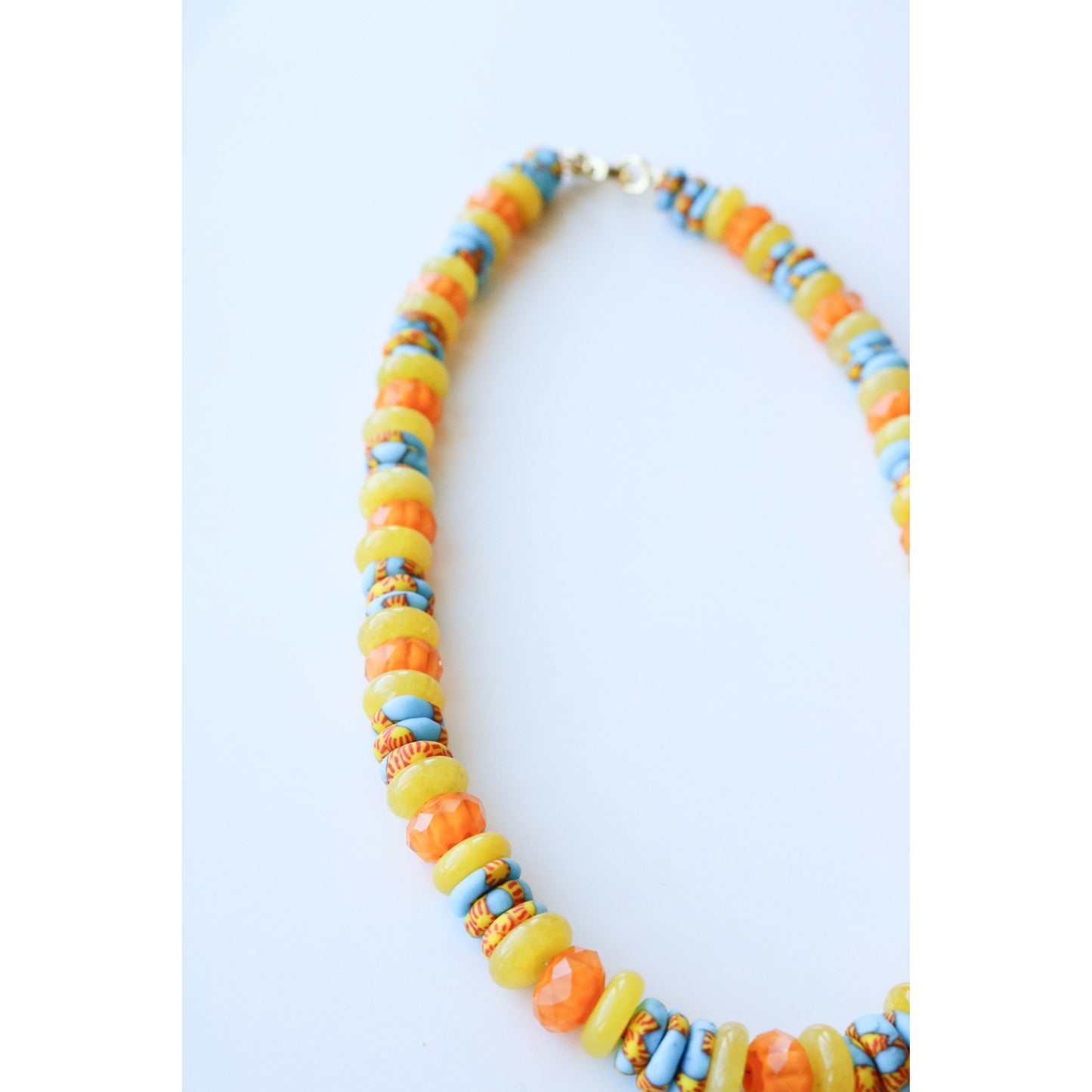 Fused Ghanaian Glass Chalcedony Necklace