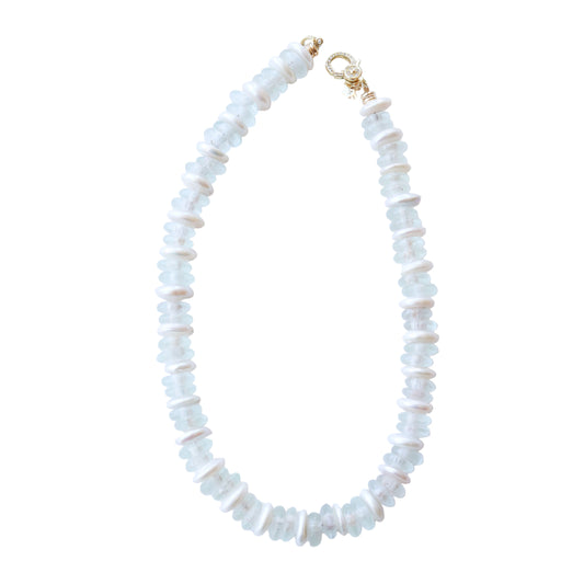 African Glass + Coin Pearl Necklace