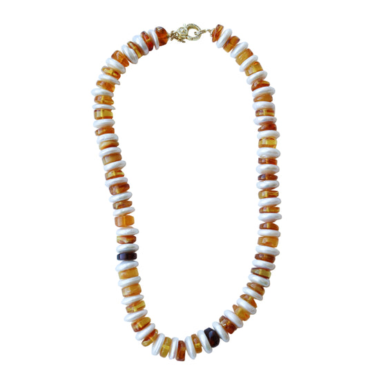 Citrine + Coin Pearl Necklace