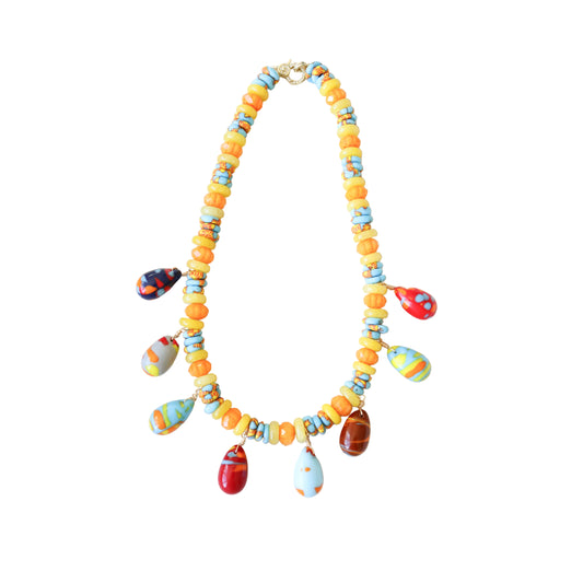 Fused Ghanaian Glass Pendant Necklace