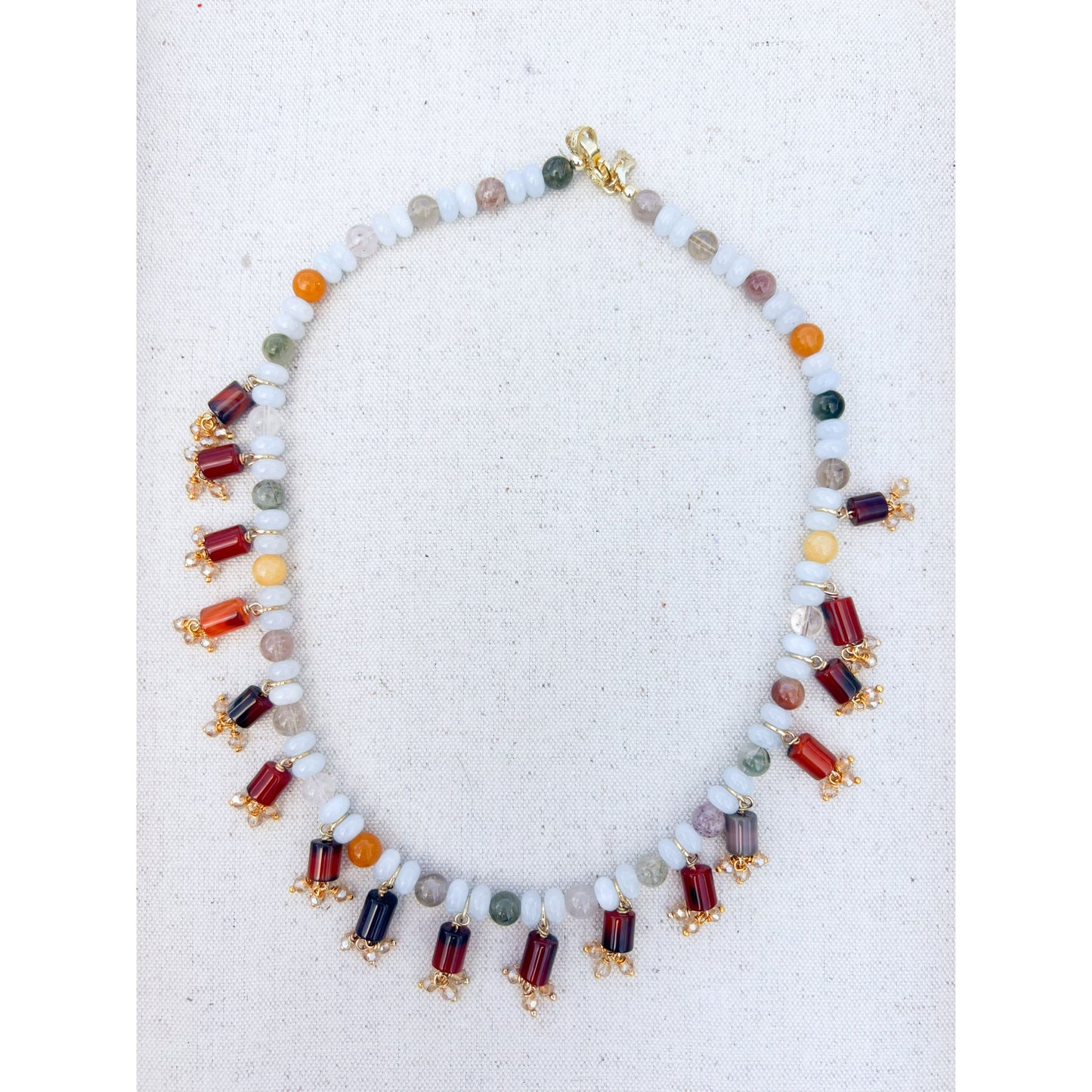 Barrel Bead Fringe Necklace