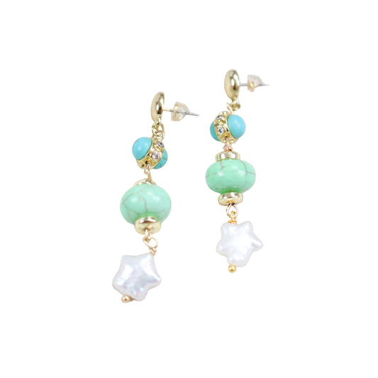 Turquoise + Chalcedony Stargazer Drop Earrings