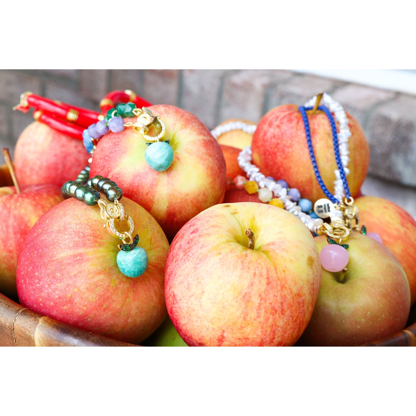 Carved Gemstone Apple Charm