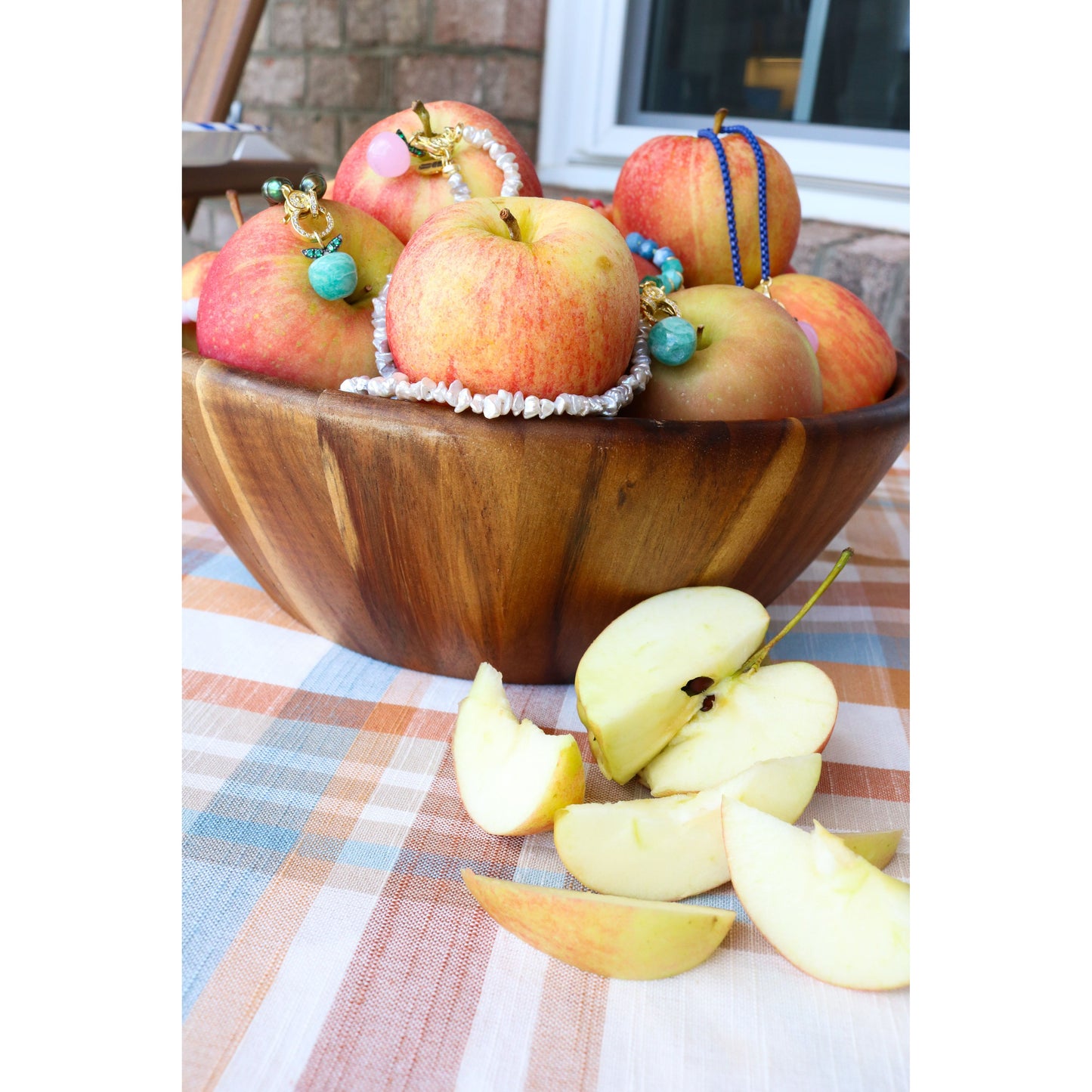 Carved Gemstone Apple Charm
