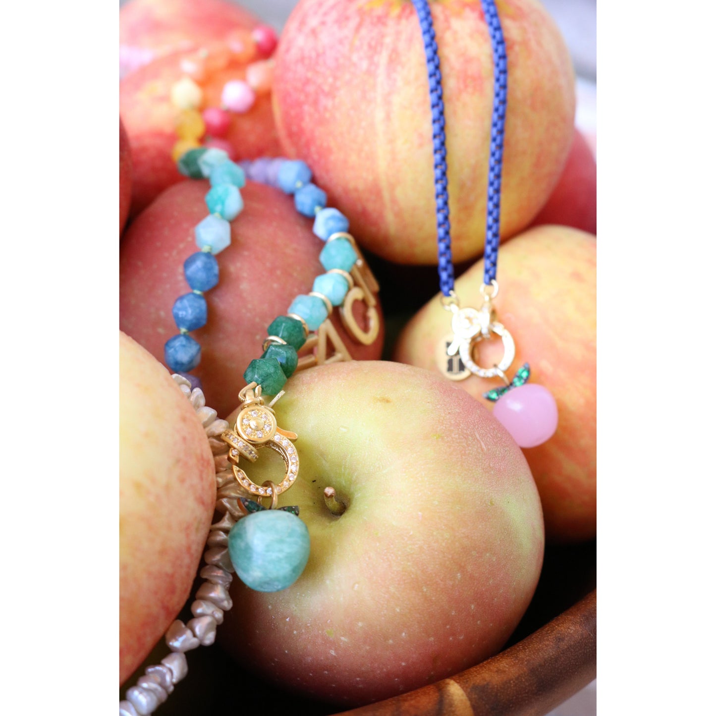 Carved Gemstone Apple Charm
