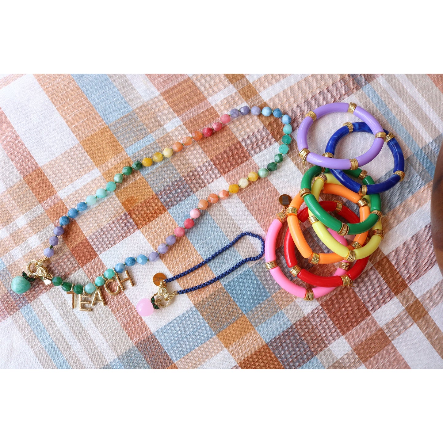 Rainbow Quartz "Teach" Hand-Knotted Necklace