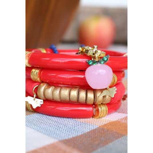 Carved Gemstone Apple Charm