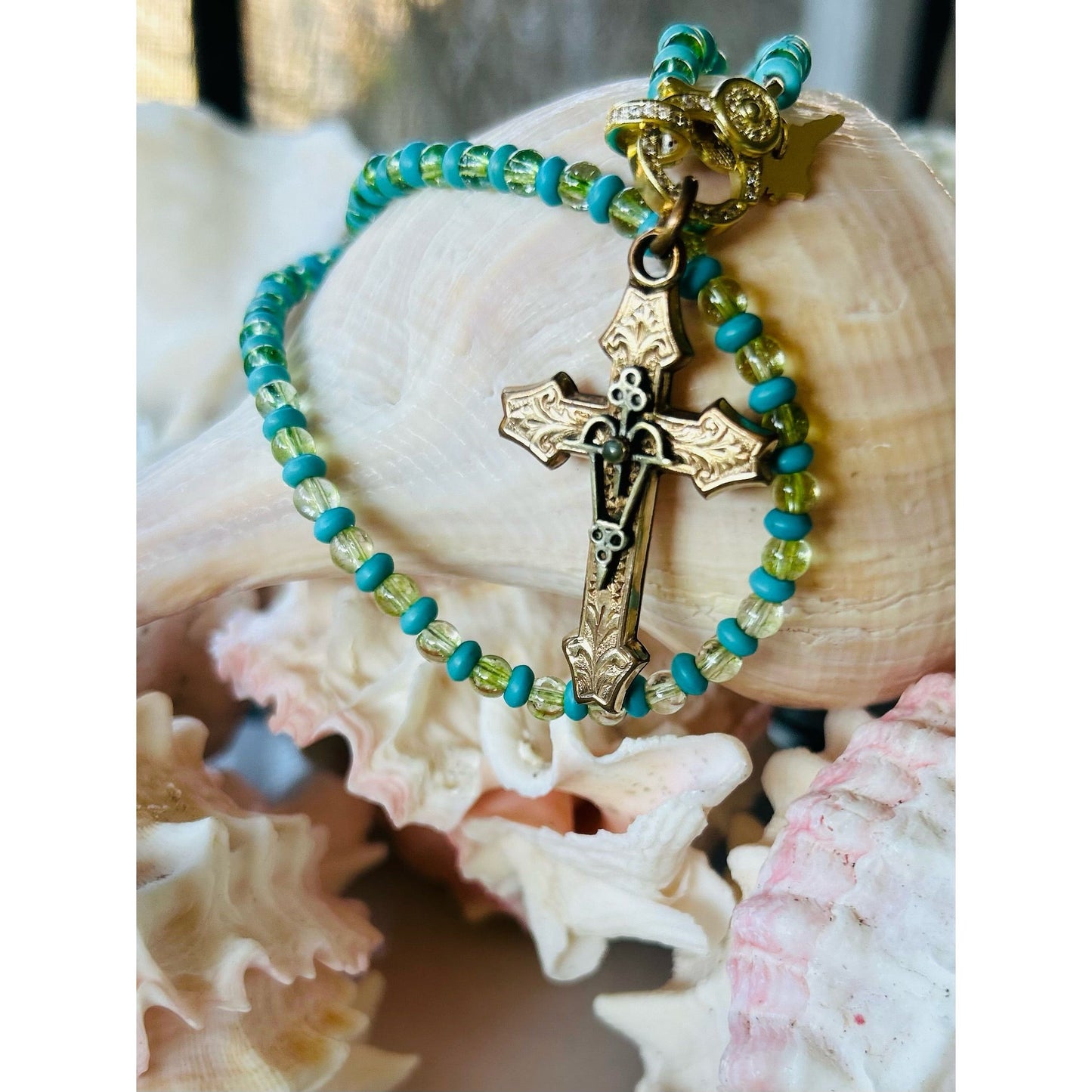 Green Glass + Howlite Strand Necklace