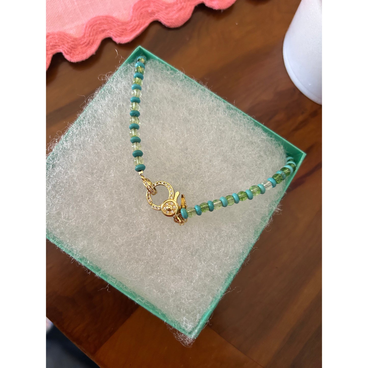Green Glass + Howlite Strand Necklace