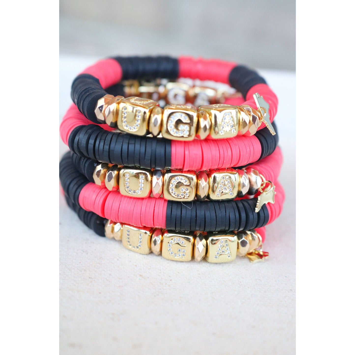 Georgia (UGA) Pave Polymer Clay Bracelet