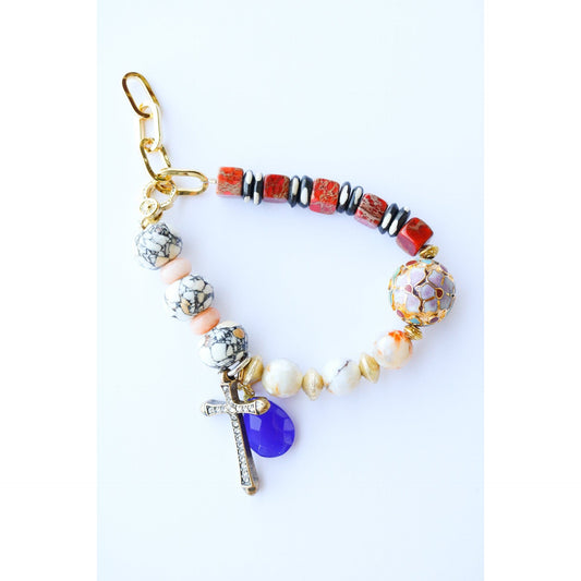 Cerulean Cross Charm Bracelet