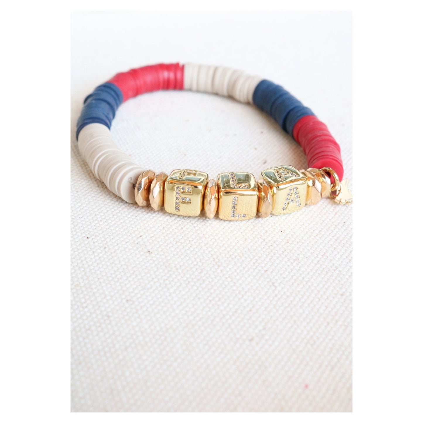 Florida Panthers (FLA) Pave Polymer Clay Stretch Bracelet