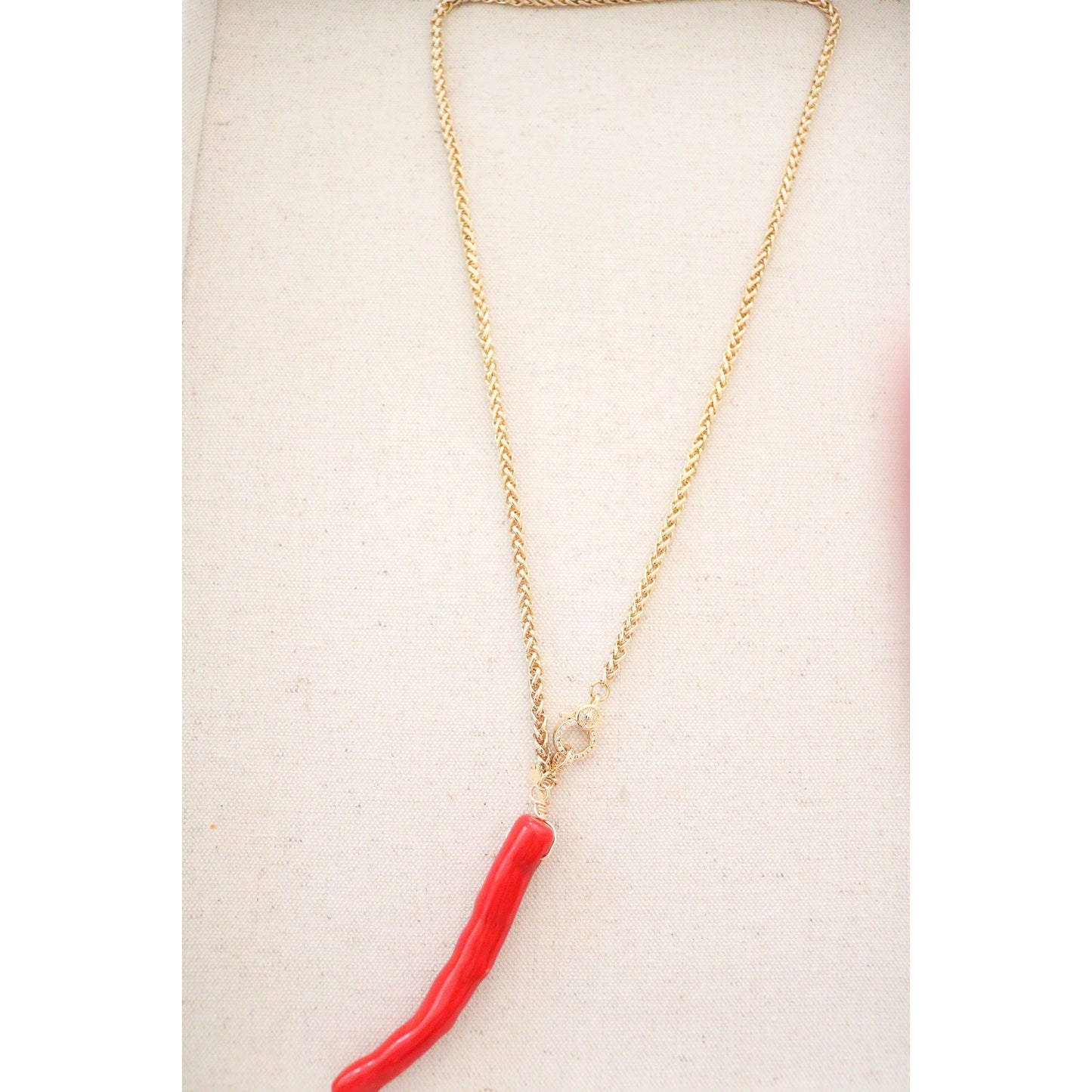 Red Coral Long Pendant Necklace
