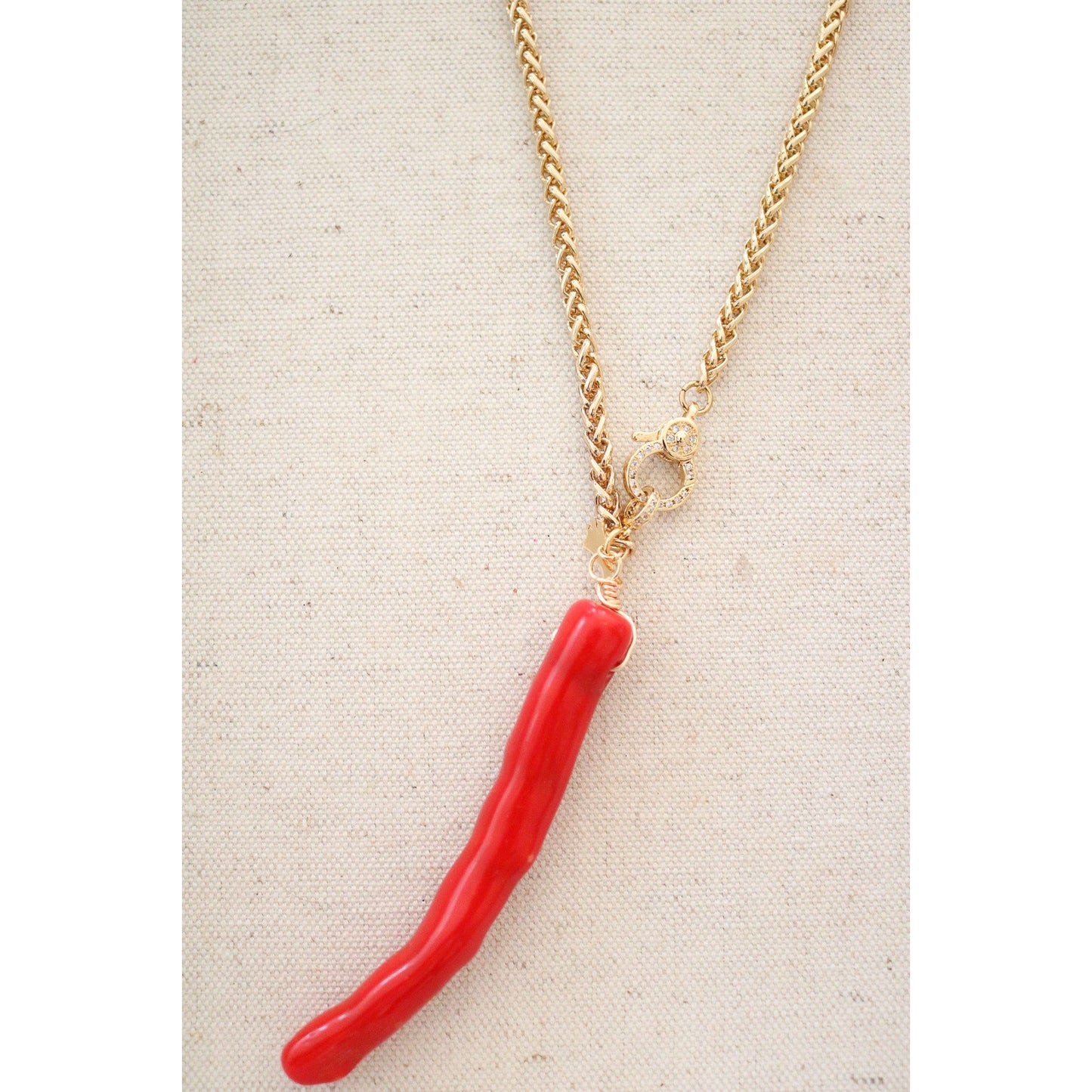 Red Coral Long Pendant Necklace