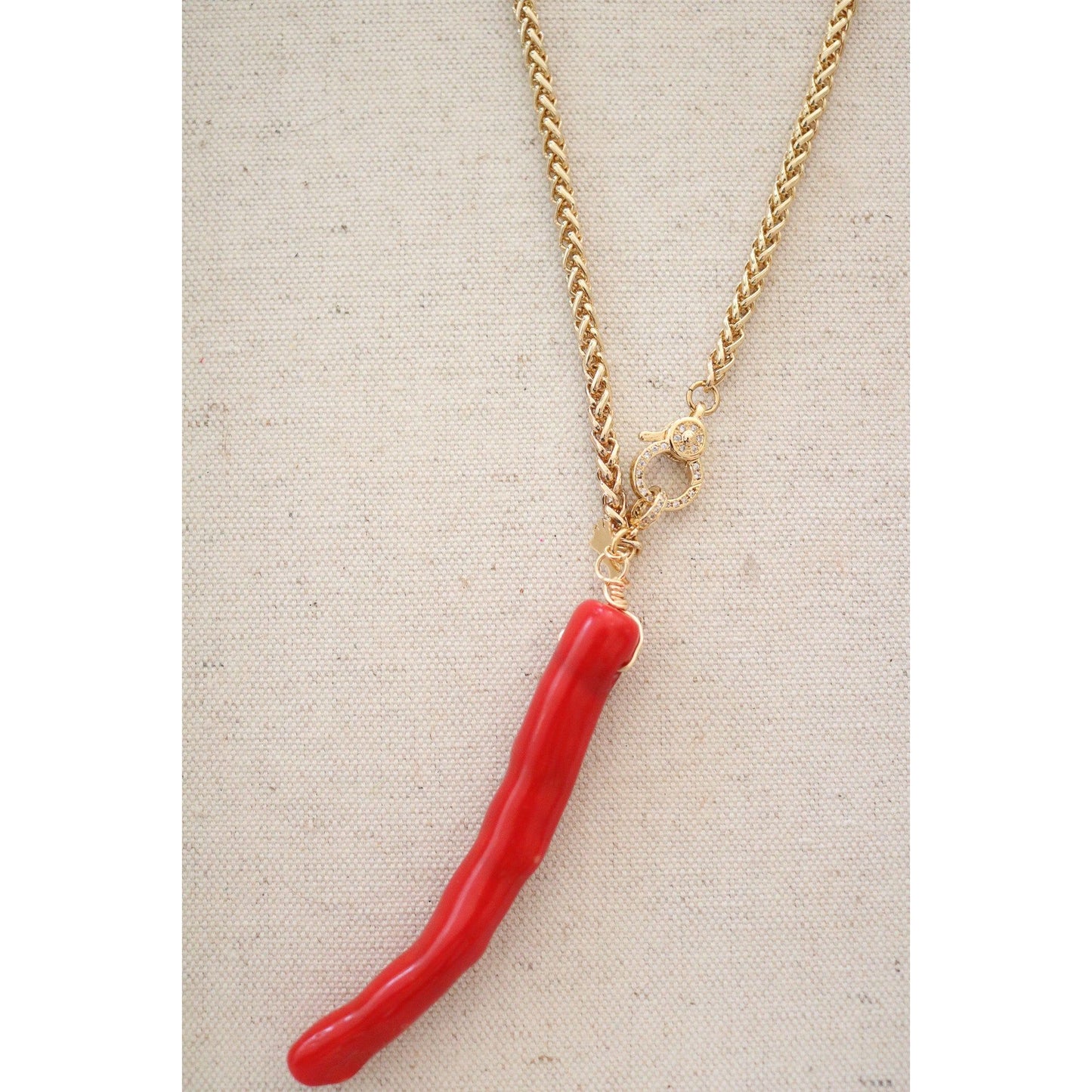 Red Coral Long Pendant Necklace