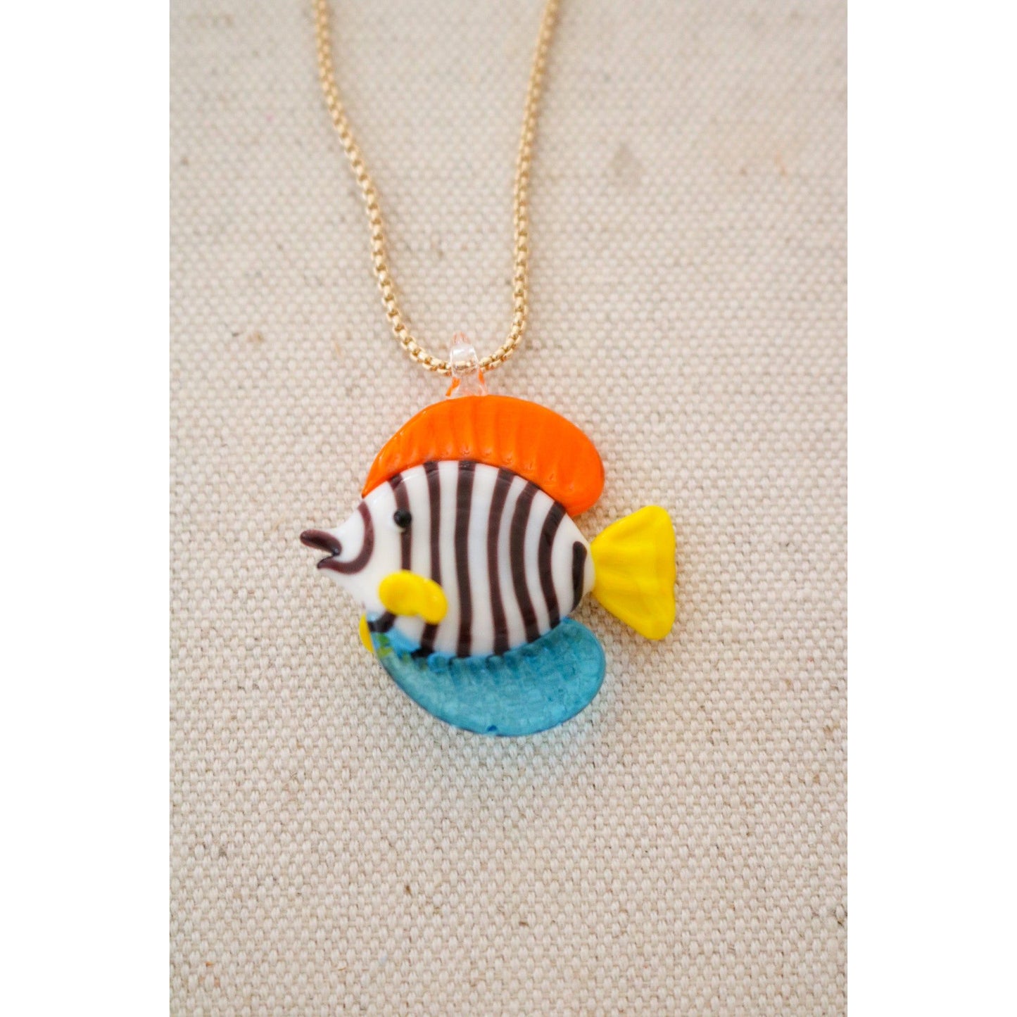 Glass Fish Pendant Necklace