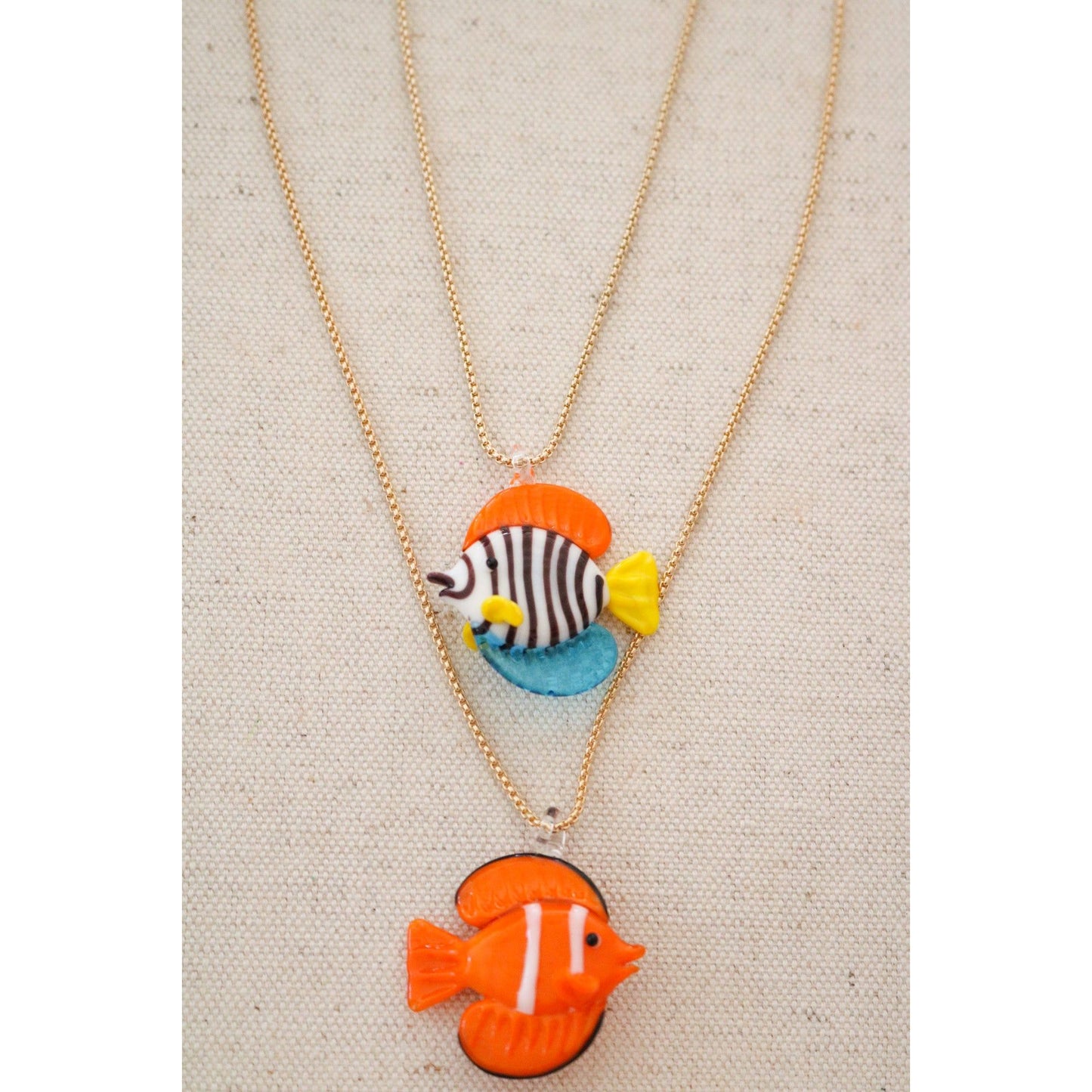 Glass Fish Pendant Necklace
