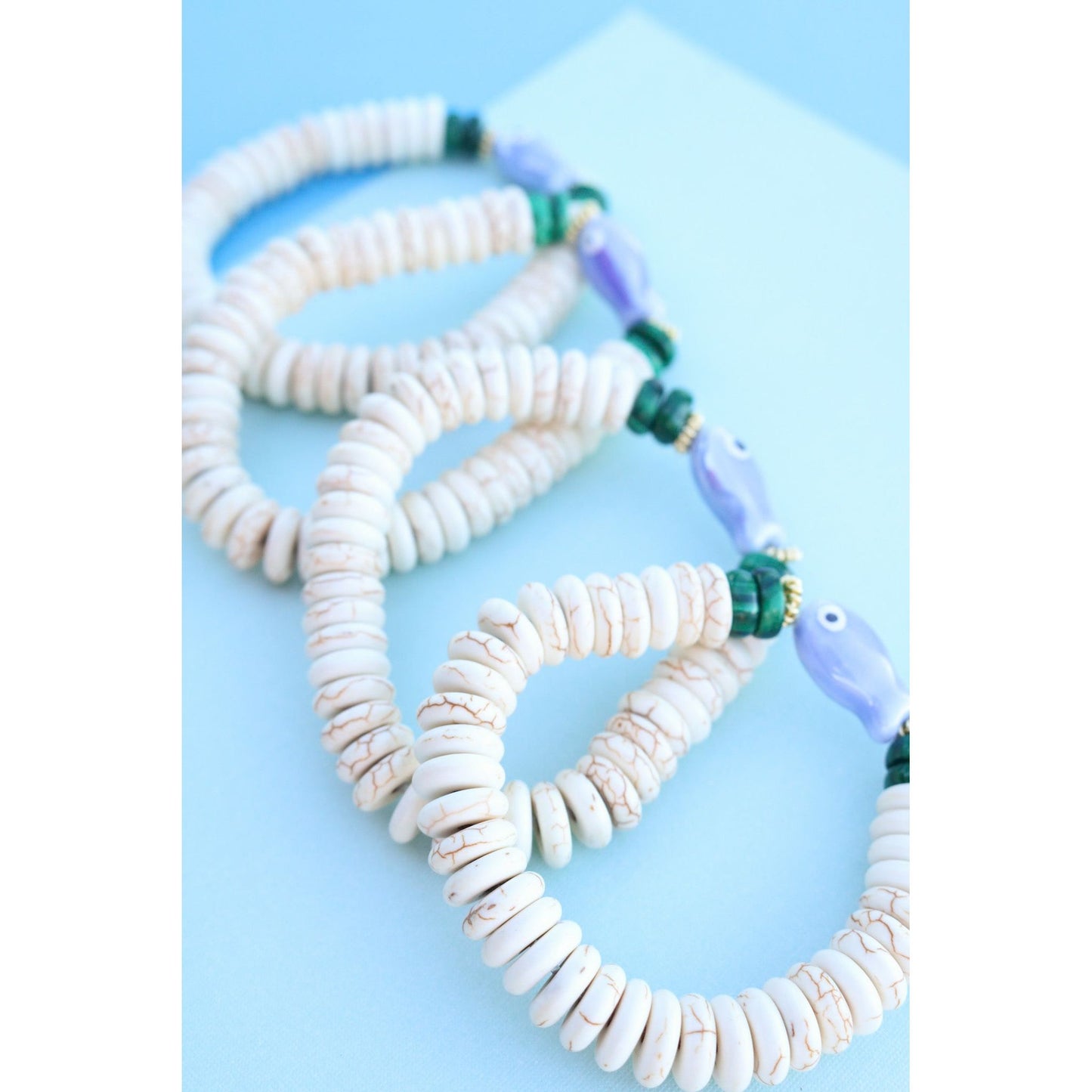 Howlite Fish Bone Bracelet