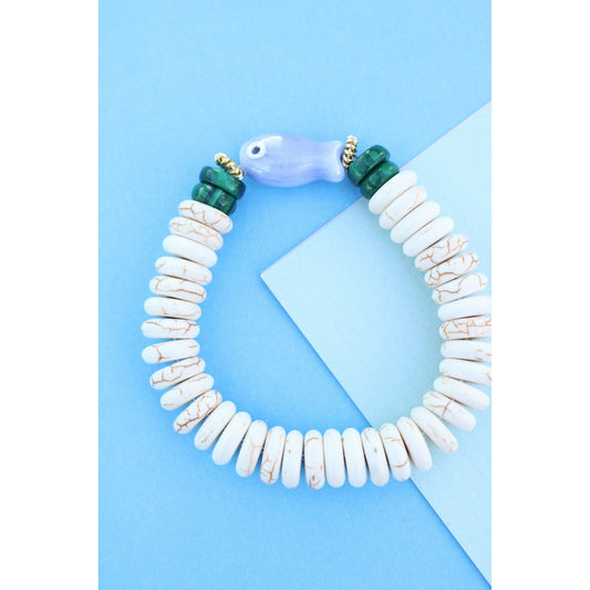 Howlite Fish Bone Bracelet