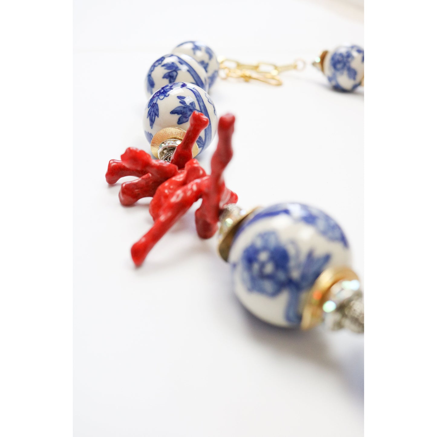Ginger Jar & Coral Necklace