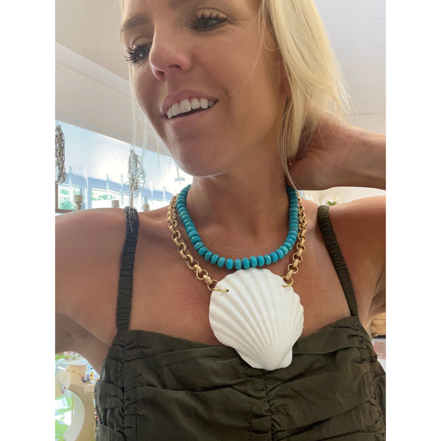 Scallop Shell Rollo Chain Necklace