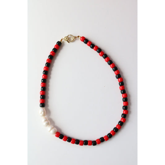 Red & Black Jersey Stripe Necklace