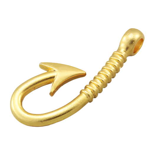 Matte Gold Fish Hook Pendant