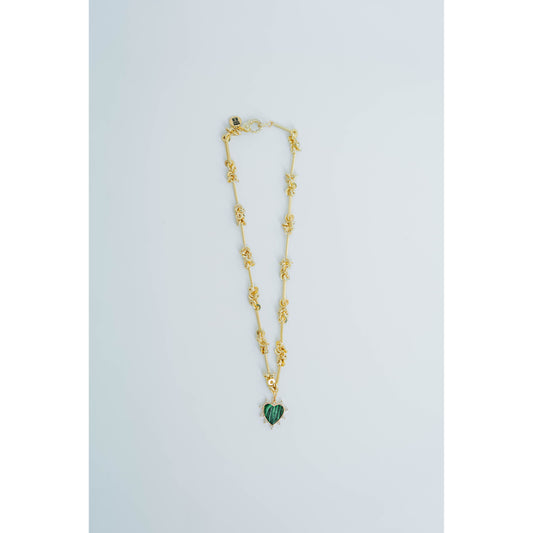 Taylor Reese x The Heartest Yard Gold Malachite Heart Pendant Necklace