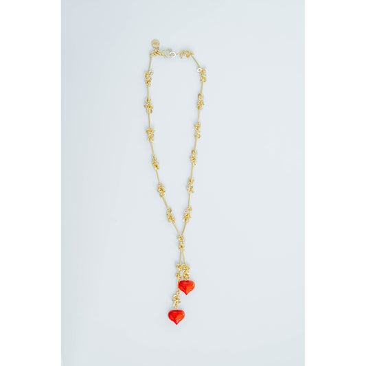 Taylor Reese x The Heartest Yard Double Down Puffy Hearts Lariat Necklace
