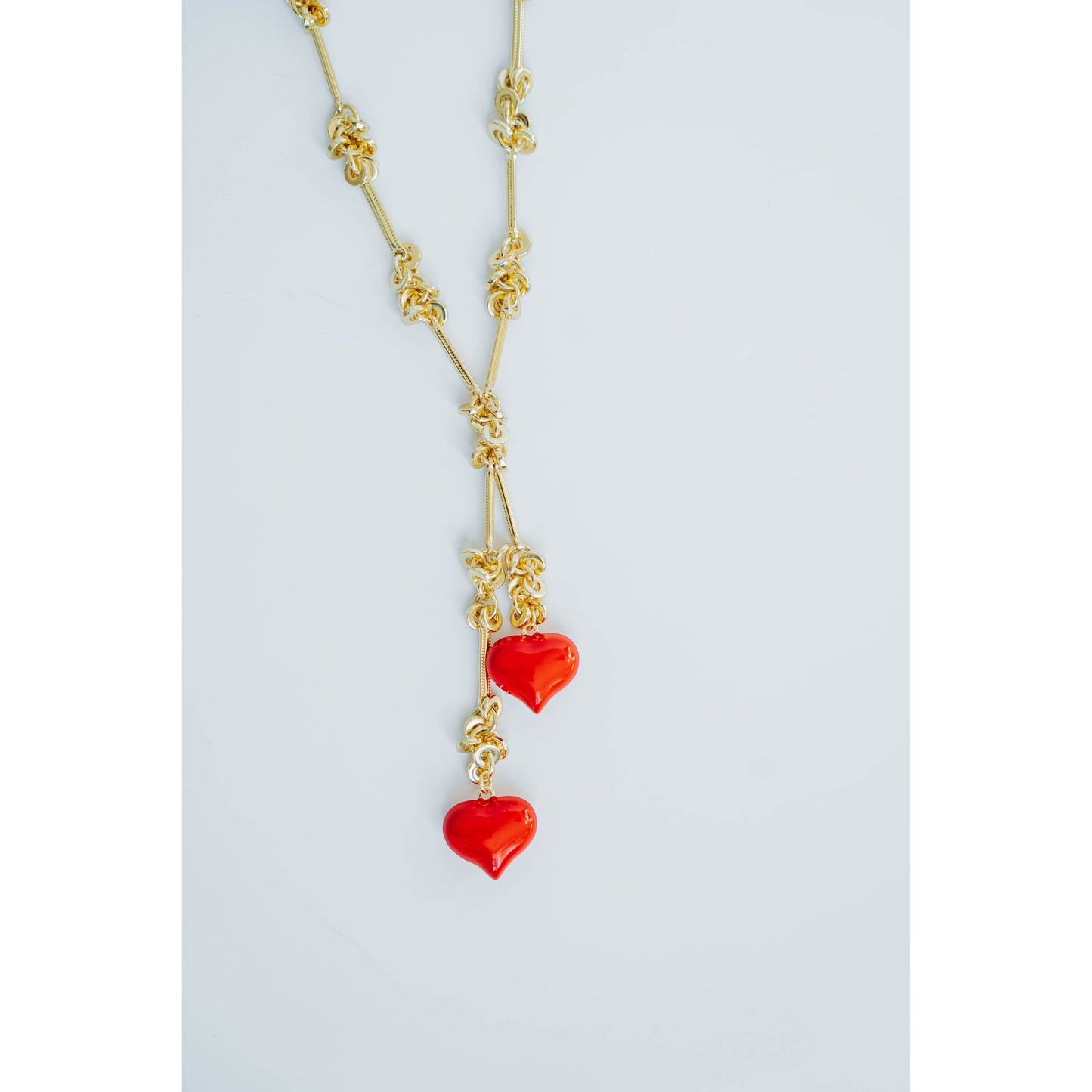 Taylor Reese x The Heartest Yard Double Down Puffy Hearts Lariat Necklace