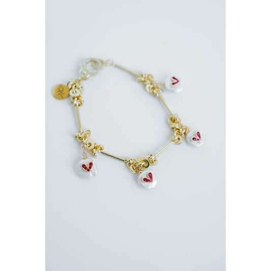 Taylor Reese x The Heartest Yard Freshwater Pearl Heart Charm Bracelet