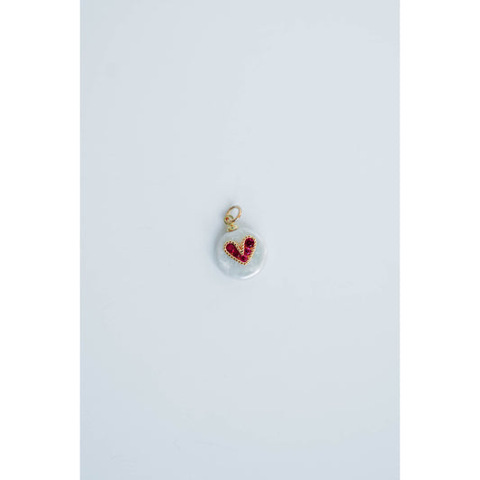 Taylor Reese x The Heartest Yard Hot Pink Heart + Freshwater Pearl Pendant