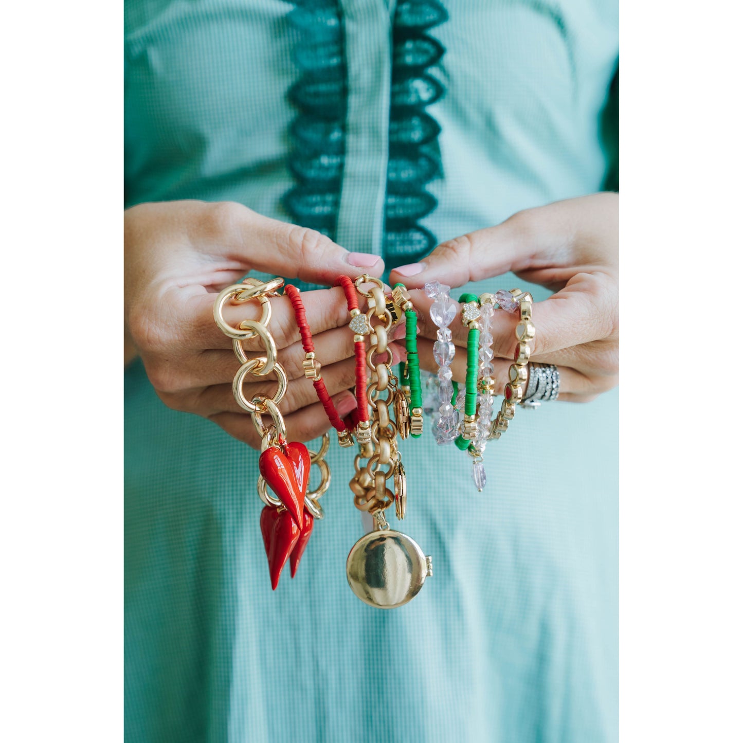 Taylor Reese x The Heartest Yard Puffy Heart Two-Way Link Bracelet + Bag Charm