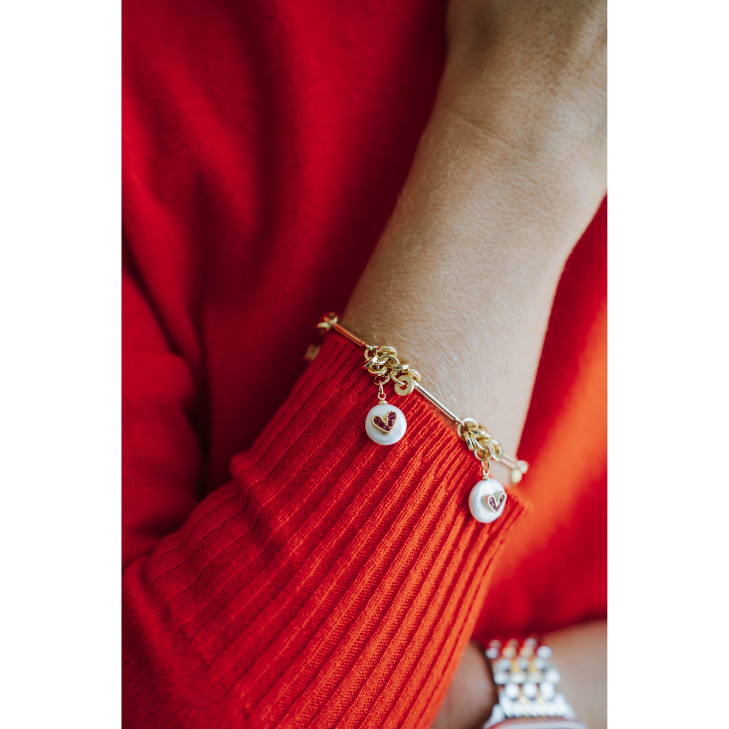 Taylor Reese x The Heartest Yard Freshwater Pearl Heart Charm Bracelet