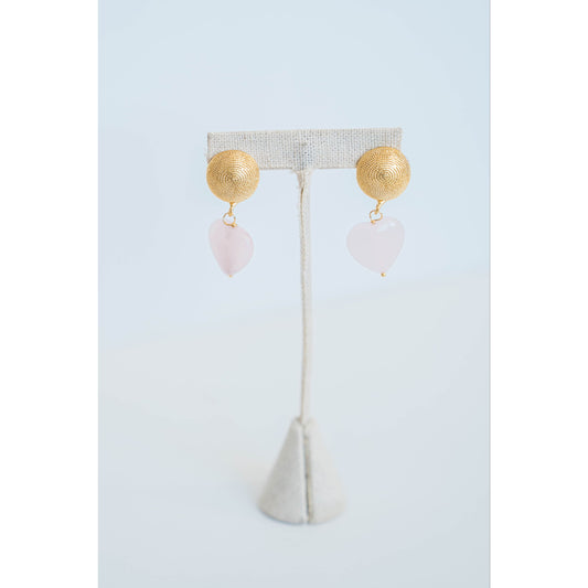 Taylor Reese x The Heartest Yard Rose Quartz Heart Earring