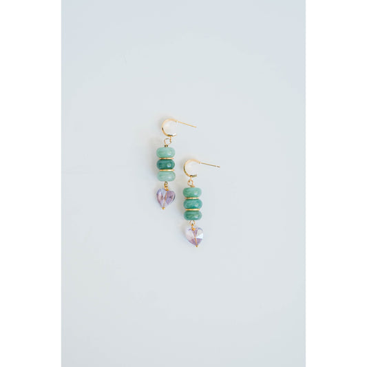 Taylor Reese x The Heartest Yard Jade + Crystal Heart Earrings