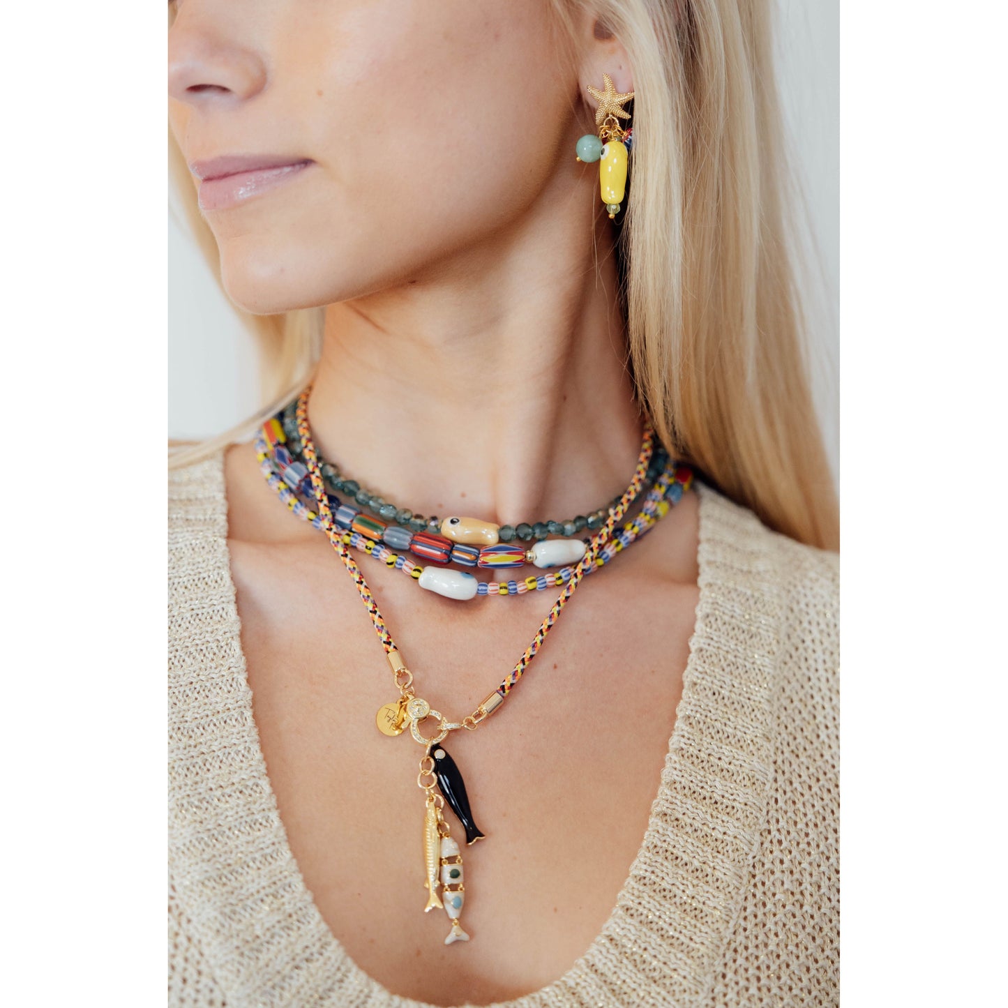 Painted Stripe Fish Necklace