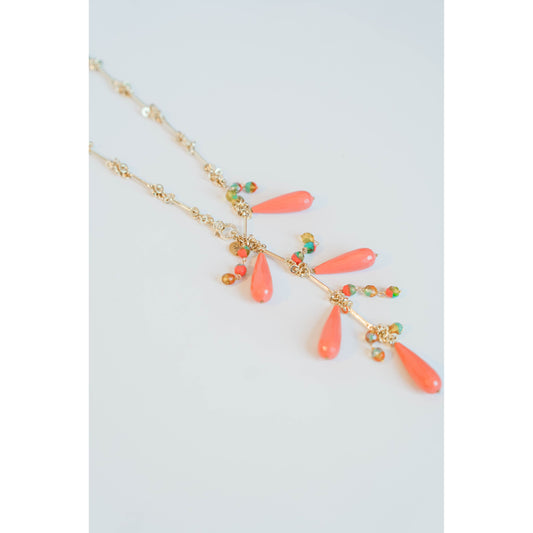 Chalcedony Teardrops Chain Necklace