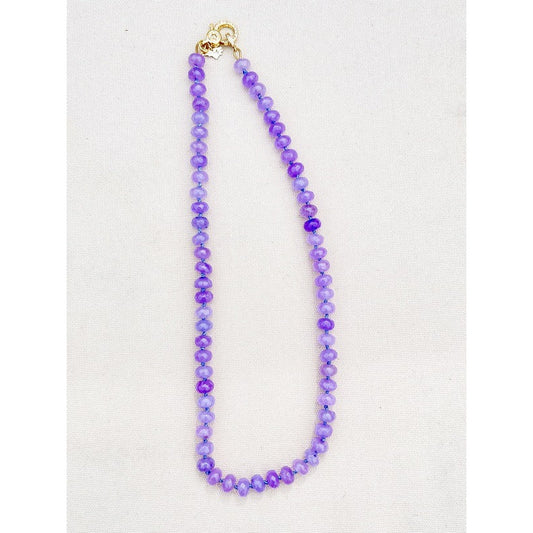 Grape Dyed Jade Hand Knotted Candy Crush Necklace