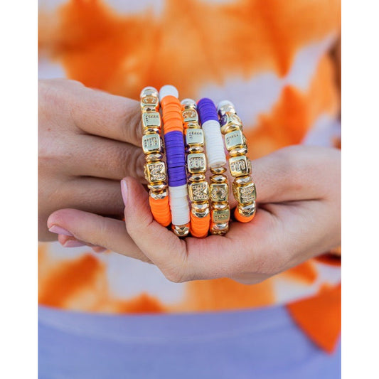 Clemson Pave Polymer Clay Bracelet