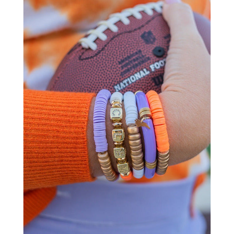 Clemson (CLEM) Pave Polymer Clay Bracelet