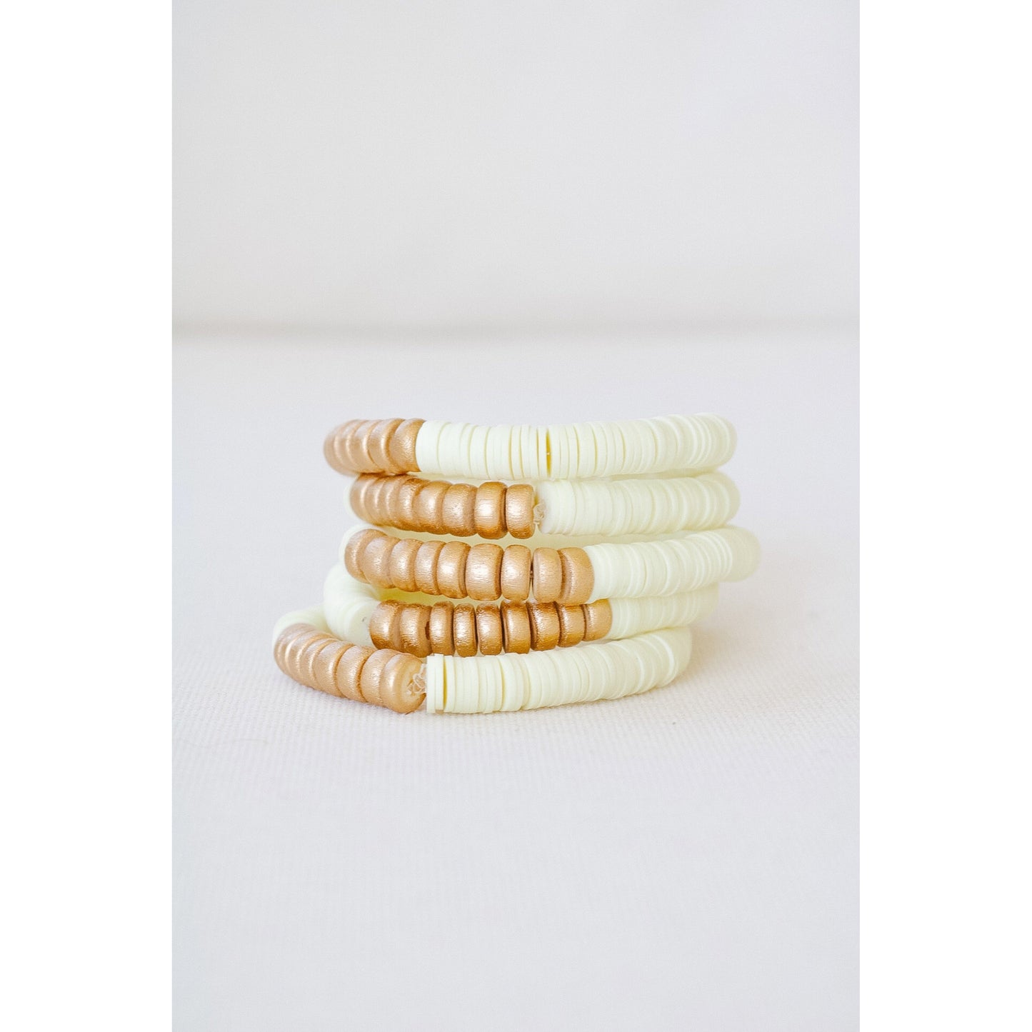 Gold Wood Polymer Clay Bracelet
