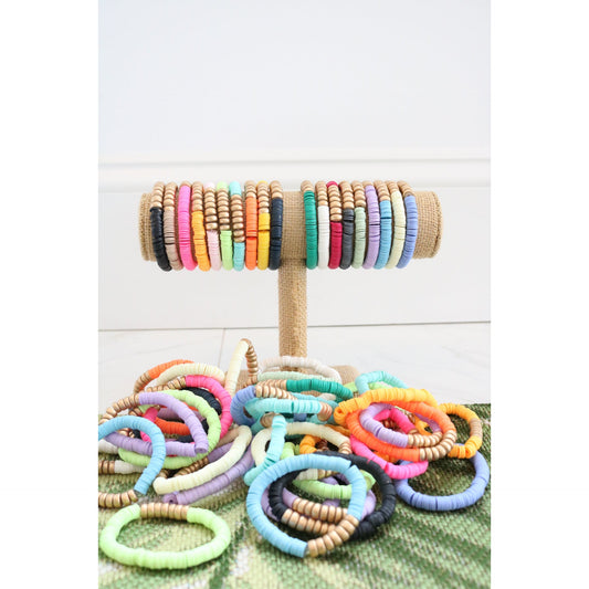 Gold Wood Polymer Clay Bracelet