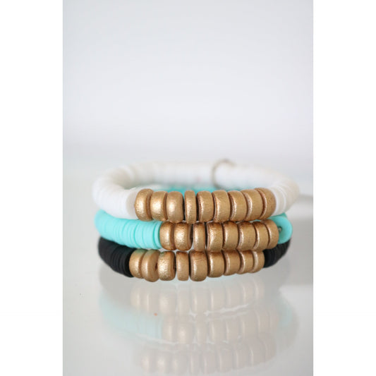 Panther Blue, Black & White Bracelet Stack - Set of 3